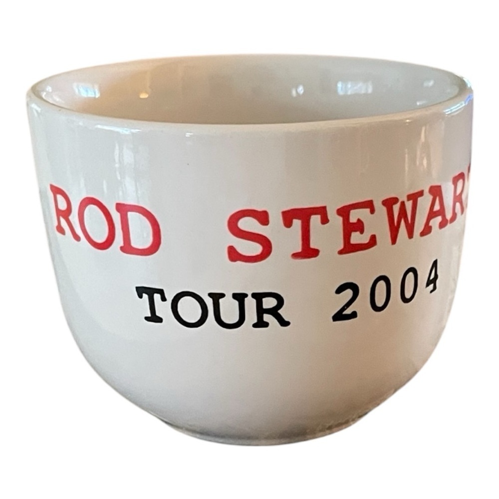 Rod Stewart 2004 Souvenir Mug, Red, Black & Cream, Oversized, Collectible.